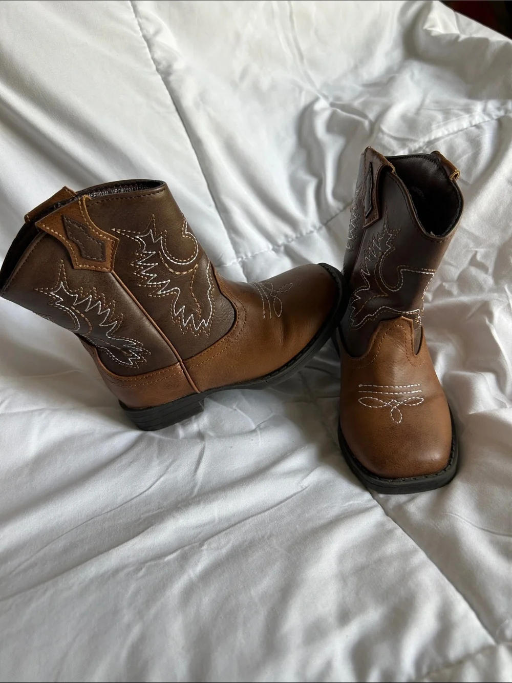 wonder nation Brown Kids Cowboy Boots with Embroidered Accents